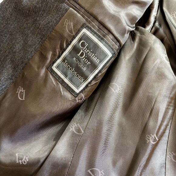 Christian Dior Sz 42R Men's Gray Striped Blazer Pure Virgin Wool Suit Jacket VTG - Picture 2 of 11